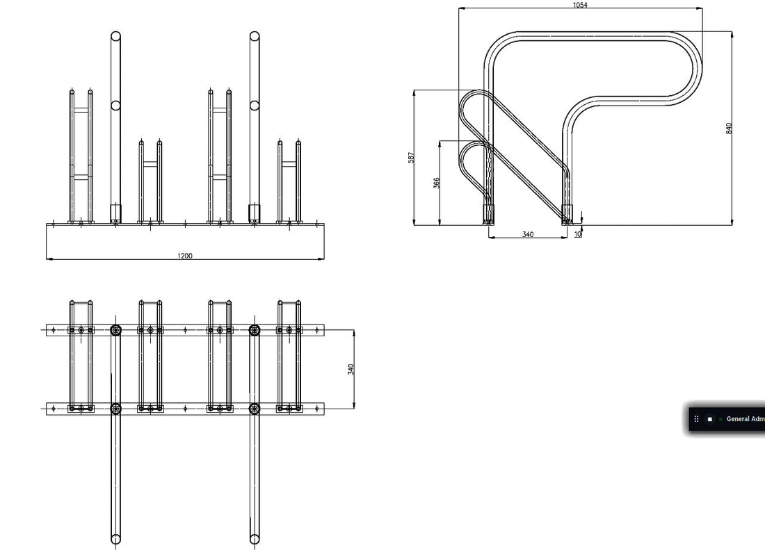4 Bike Parking Rack Dimensions